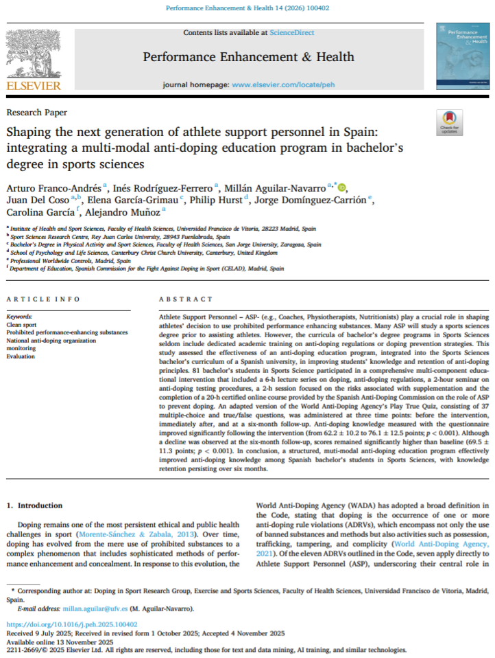 Shaping the next generation of athlete support personnel in Spain: integrating a multi-modal anti-doping education program in bachelor’s degree in sports sciences