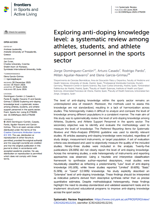 Exploring Anti-Doping Knowledge Level: a Systematic Review among Athletes, Students, and Athlete Support Personnel in the Sports Sector